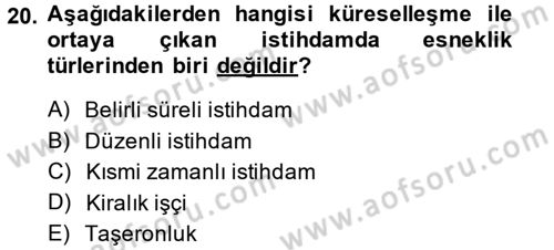 Yeni Teknolojiler ve Çalışma Hayatı Dersi 2013 - 2014 Yılı (Vize) Ara Sınav Soruları 20. Soru
