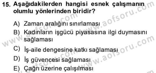 Yeni Teknolojiler ve Çalışma Hayatı Dersi 2013 - 2014 Yılı (Final) Dönem Sonu Sınav Soruları 15. Soru