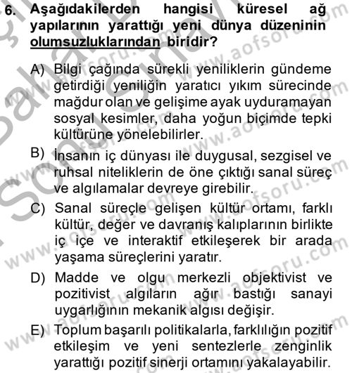 Yeni Teknolojiler ve Çalışma Hayatı Dersi 2013 - 2014 Yılı (Final) Dönem Sonu Sınav Soruları 6. Soru