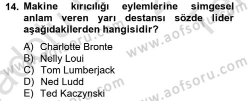 Yeni Teknolojiler ve Çalışma Hayatı Dersi 2013 - 2014 Yılı Tek Ders Sınav Soruları 14. Soru