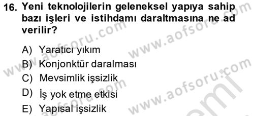 Yeni Teknolojiler ve Çalışma Hayatı Dersi 2013 - 2014 Yılı Tek Ders Sınav Soruları 16. Soru