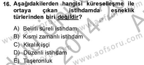 Yeni Teknolojiler ve Çalışma Hayatı Dersi 2014 - 2015 Yılı (Vize) Ara Sınav Soruları 16. Soru