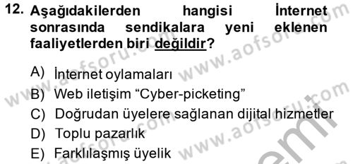 Yeni Teknolojiler ve Çalışma Hayatı Dersi 2014 - 2015 Yılı (Final) Dönem Sonu Sınav Soruları 12. Soru