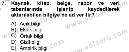 Yeni Teknolojiler ve Çalışma Hayatı Dersi 2014 - 2015 Yılı (Final) Dönem Sonu Sınav Soruları 7. Soru
