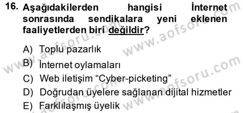 Yeni Teknolojiler ve Çalışma Hayatı Dersi 2014 - 2015 Yılı Tek Ders Sınav Soruları 16. Soru
