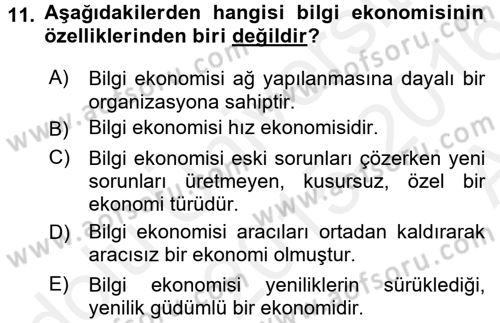 Yeni Teknolojiler ve Çalışma Hayatı Dersi 2015 - 2016 Yılı (Vize) Ara Sınav Soruları 11. Soru