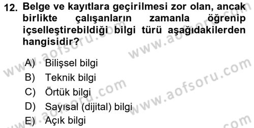Yeni Teknolojiler ve Çalışma Hayatı Dersi 2015 - 2016 Yılı (Vize) Ara Sınav Soruları 12. Soru