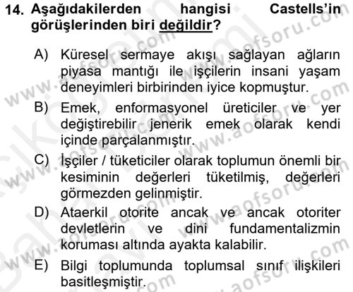 Yeni Teknolojiler ve Çalışma Hayatı Dersi 2015 - 2016 Yılı (Vize) Ara Sınav Soruları 14. Soru