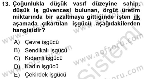 Yeni Teknolojiler ve Çalışma Hayatı Dersi 2015 - 2016 Yılı (Final) Dönem Sonu Sınav Soruları 13. Soru