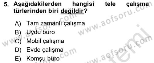 Yeni Teknolojiler ve Çalışma Hayatı Dersi 2015 - 2016 Yılı (Final) Dönem Sonu Sınav Soruları 5. Soru