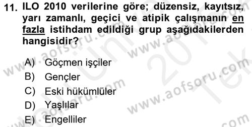 Yeni Teknolojiler ve Çalışma Hayatı Dersi 2015 - 2016 Yılı Tek Ders Sınav Soruları 11. Soru