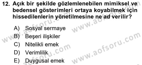 Yeni Teknolojiler ve Çalışma Hayatı Dersi 2015 - 2016 Yılı Tek Ders Sınav Soruları 12. Soru