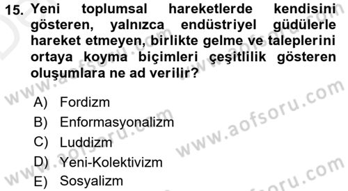 Yeni Teknolojiler ve Çalışma Hayatı Dersi 2015 - 2016 Yılı Tek Ders Sınav Soruları 15. Soru