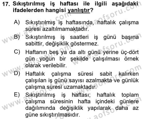 Yeni Teknolojiler ve Çalışma Hayatı Dersi 2015 - 2016 Yılı Tek Ders Sınav Soruları 17. Soru