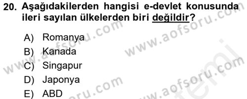Yeni Teknolojiler ve Çalışma Hayatı Dersi 2015 - 2016 Yılı Tek Ders Sınav Soruları 20. Soru