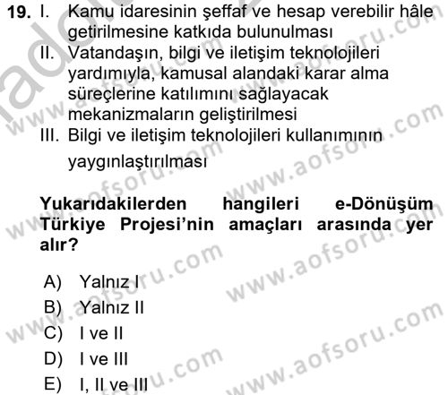 Yeni Teknolojiler ve Çalışma Hayatı Dersi 2016 - 2017 Yılı 3 Ders Sınav Soruları 19. Soru