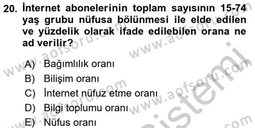 Yeni Teknolojiler ve Çalışma Hayatı Dersi 2016 - 2017 Yılı 3 Ders Sınav Soruları 20. Soru