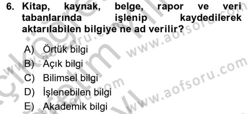 Yeni Teknolojiler ve Çalışma Hayatı Dersi 2016 - 2017 Yılı 3 Ders Sınav Soruları 6. Soru