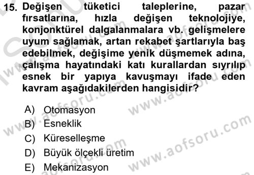 Yeni Teknolojiler ve Çalışma Hayatı Dersi 2016 - 2017 Yılı (Final) Dönem Sonu Sınav Soruları 15. Soru