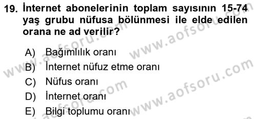 Yeni Teknolojiler ve Çalışma Hayatı Dersi 2016 - 2017 Yılı (Final) Dönem Sonu Sınav Soruları 19. Soru
