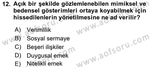 Yeni Teknolojiler ve Çalışma Hayatı Dersi 2017 - 2018 Yılı 3 Ders Sınav Soruları 12. Soru