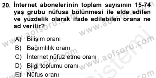 Yeni Teknolojiler ve Çalışma Hayatı Dersi 2017 - 2018 Yılı 3 Ders Sınav Soruları 20. Soru