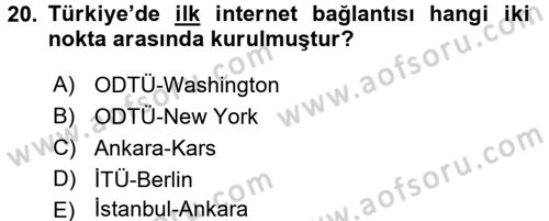 Yeni Teknolojiler ve Çalışma Hayatı Dersi 2017 - 2018 Yılı (Final) Dönem Sonu Sınav Soruları 20. Soru