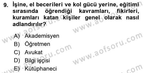Yeni Teknolojiler ve Çalışma Hayatı Dersi 2017 - 2018 Yılı (Final) Dönem Sonu Sınav Soruları 9. Soru