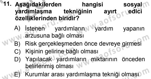 Sosyal Güvenlik Dersi 2012 - 2013 Yılı (Vize) Ara Sınav Soruları 11. Soru