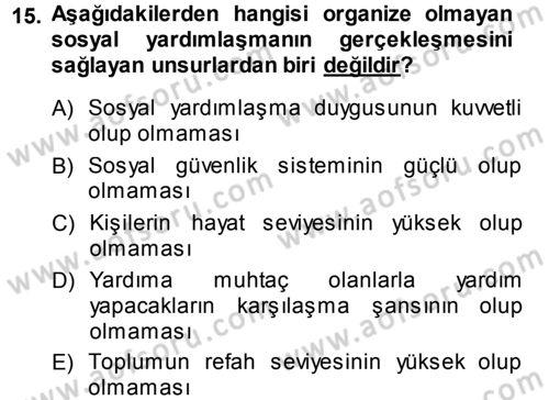 Sosyal Güvenlik Dersi 2013 - 2014 Yılı (Vize) Ara Sınav Soruları 15. Soru