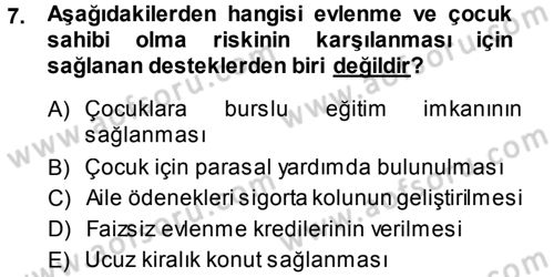 Sosyal Güvenlik Dersi 2013 - 2014 Yılı (Vize) Ara Sınav Soruları 7. Soru