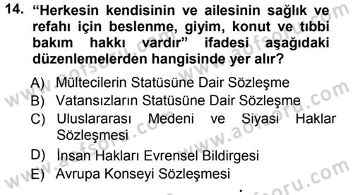 Sosyal Güvenlik Dersi 2013 - 2014 Yılı Tek Ders Sınav Soruları 14. Soru