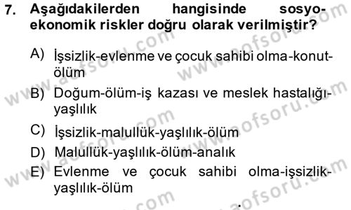 Sosyal Güvenlik Dersi 2014 - 2015 Yılı (Vize) Ara Sınav Soruları 7. Soru