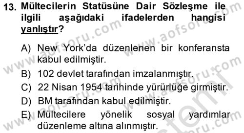 Sosyal Güvenlik Dersi 2014 - 2015 Yılı Tek Ders Sınav Soruları 13. Soru