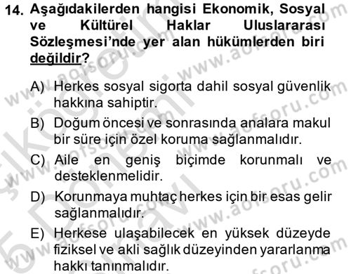 Sosyal Güvenlik Dersi 2014 - 2015 Yılı Tek Ders Sınav Soruları 14. Soru