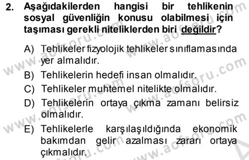 Sosyal Güvenlik Dersi 2014 - 2015 Yılı Tek Ders Sınav Soruları 2. Soru