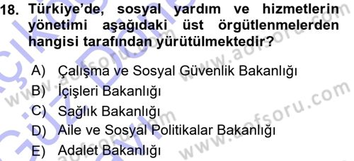 Sosyal Güvenlik Dersi 2015 - 2016 Yılı (Vize) Ara Sınav Soruları 18. Soru
