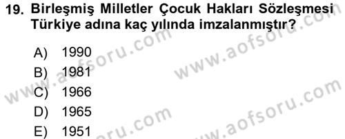 Sosyal Güvenlik Dersi 2015 - 2016 Yılı Tek Ders Sınav Soruları 19. Soru