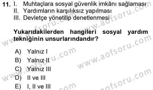 Sosyal Güvenlik Dersi 2016 - 2017 Yılı (Vize) Ara Sınav Soruları 11. Soru