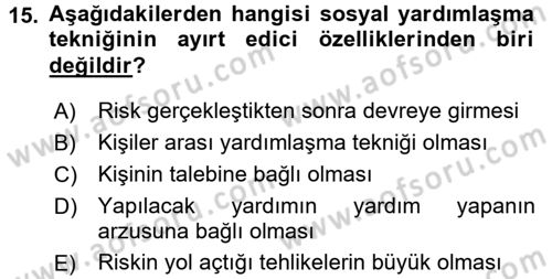 Sosyal Güvenlik Dersi 2016 - 2017 Yılı (Vize) Ara Sınav Soruları 15. Soru