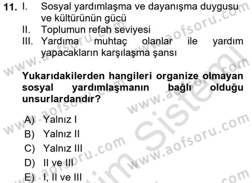 Sosyal Güvenlik Dersi 2017 - 2018 Yılı (Vize) Ara Sınav Soruları 11. Soru