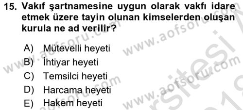 Sosyal Güvenlik Dersi 2017 - 2018 Yılı (Vize) Ara Sınav Soruları 15. Soru