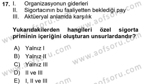 Sosyal Güvenlik Dersi 2017 - 2018 Yılı (Vize) Ara Sınav Soruları 17. Soru