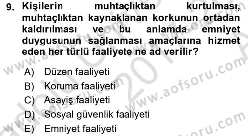Sosyal Güvenlik Dersi Ara Sınavı Deneme Sınav Soruları 9. Soru