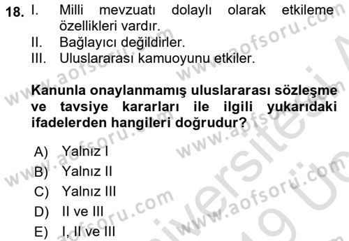 Sosyal Güvenlik Dersi 2018 - 2019 Yılı 3 Ders Sınav Soruları 18. Soru