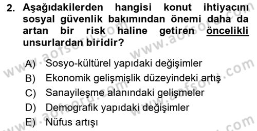 Sosyal Güvenlik Dersi 2018 - 2019 Yılı 3 Ders Sınav Soruları 2. Soru