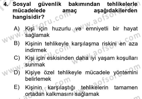 Sosyal Güvenlik Dersi 2018 - 2019 Yılı 3 Ders Sınav Soruları 4. Soru