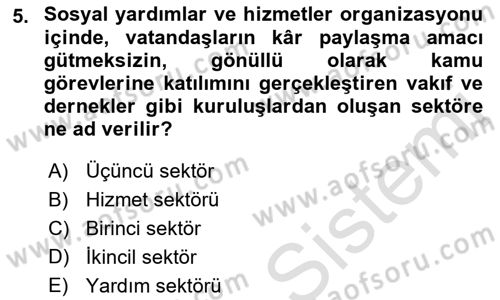 Sosyal Güvenlik Dersi 2018 - 2019 Yılı 3 Ders Sınav Soruları 5. Soru