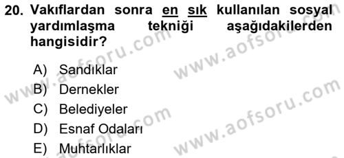 Sosyal Güvenlik Dersi 2018 - 2019 Yılı (Vize) Ara Sınav Soruları 20. Soru