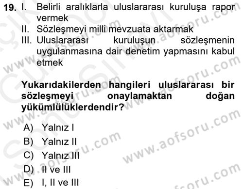 Sosyal Güvenlik Dersi 2018 - 2019 Yılı (Final) Dönem Sonu Sınav Soruları 19. Soru